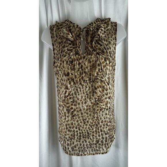 Ann Taylor LOFT Sleeveless Animal Print Top Brown Tan S Light Academia 55-20 - Picture 3 of 16